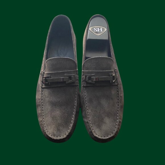 TOD’S Charcoal Suede Gommino Loafers – Size 13.5 (Made in Italy) - Picture 3 of 5